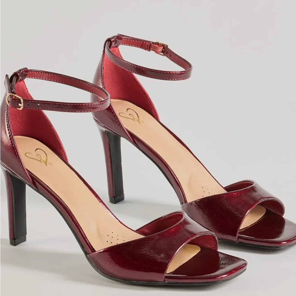 Elegant Burgundy Ankle Strap Heels
